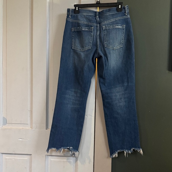 We The Free Distressed Straight Leg Jeans - Dark Blue - Picture 3 of 5